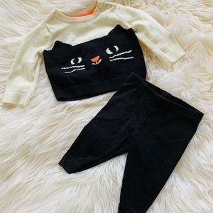 Baby Gap Cat Top 3-6M and Garanimal Leggings 0-3M